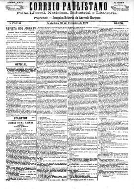 Correio paulistano [jornal], [s/n]. São Paulo-SP, 16 fev. 1877.