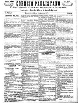 Correio paulistano [jornal], [s/n]. São Paulo-SP, 12 out. 1876.