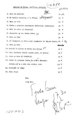 TV Tupi [emissora]. Ultra Notícias [programa]. Roteiro [televisivo], 28 abr. 1969.