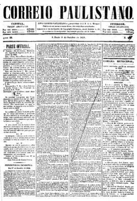 Correio paulistano [jornal], [s/n]. São Paulo-SP, 08 out. 1856.