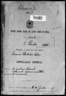Processo... [apelação criminal], nª 1009/1927. [São Paulo-SP?], 1927. v. 7