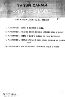 TV Tupi [emissora]. Revista Feminina [programa]. Roteiro [televisivo], 30 mar. 1964.