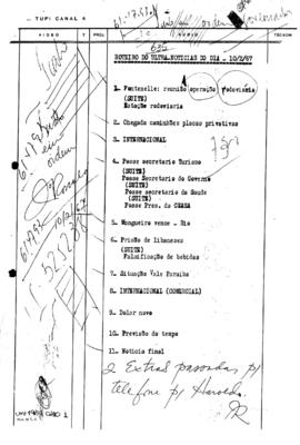 TV Tupi [emissora]. Ultra Notícias [programa]. Roteiro [televisivo], 10 fev. 1967.