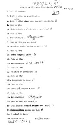 TV Tupi [emissora]. Ultra Notícias [programa]. Roteiro [televisivo], 05 mai. 1969.