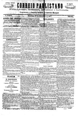 Correio paulistano [jornal], [s/n]. São Paulo-SP, 30 set. 1877.