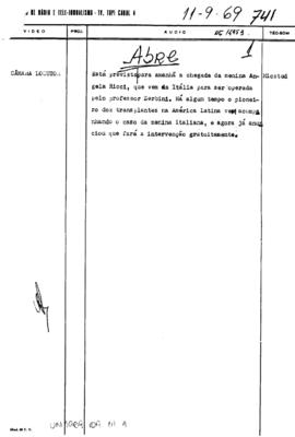 TV Tupi [emissora]. Ultra Notícias [programa]. Roteiro [televisivo], 11 set. 1969.