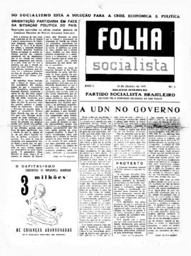 Folha socialista [jornal], a. 1, n. 3. São Paulo-SP, 10 jan. 1947.