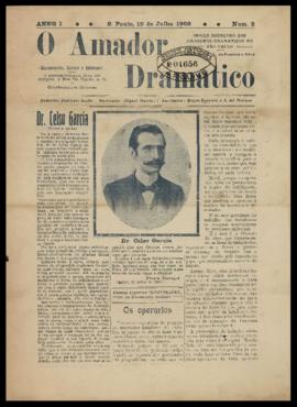 O Amador dramatico [jornal], a. 1, n. 2. São Paulo-SP, 19 jul. 1908.