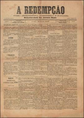 A Redempção [jornal], a. 1, n. 67. São Paulo-SP, 01 set. 1887.