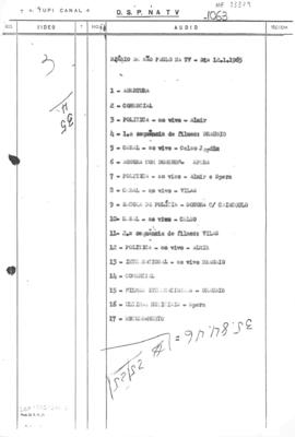 TV Tupi [emissora]. Diário de São Paulo na T.V. [programa]. Roteiro [televisivo], 12 jan. 1965.