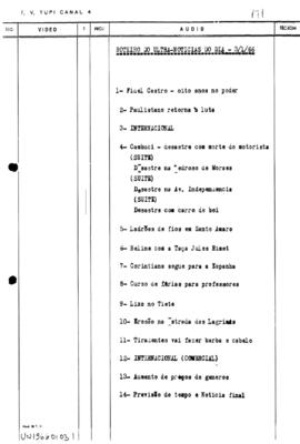 TV Tupi [emissora]. Ultra Notícias [programa]. Roteiro [televisivo], 03 jan. 1966.