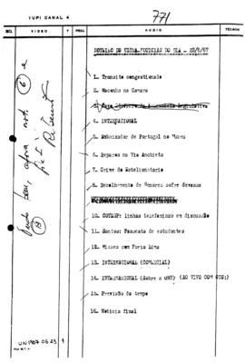 TV Tupi [emissora]. Ultra Notícias [programa]. Roteiro [televisivo], 23 jun. 1967.