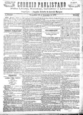 Correio paulistano [jornal], [s/n]. São Paulo-SP, 19 dez. 1876.