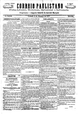 Correio paulistano [jornal], [s/n]. São Paulo-SP, 06 out. 1877.