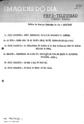 TV Tupi [emissora]. Revista Feminina [programa]. Roteiro [televisivo], 22 abr. 1963.