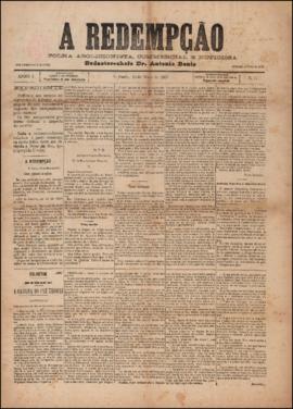 A Redempção [jornal], a. 1, n. 41. São Paulo-SP, 29 mai. 1887.
