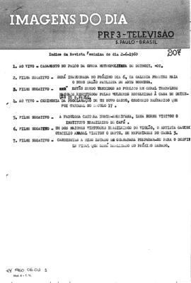 TV Tupi [emissora]. Revista Feminina [programa]. Roteiro [televisivo], 02 jun. 1960.