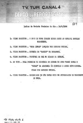 TV Tupi [emissora]. Revista Feminina [programa]. Roteiro [televisivo], 14 abr. 1964.