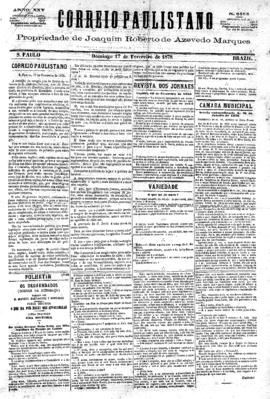 Correio paulistano [jornal], [s/n]. São Paulo-SP, 17 fev. 1878.
