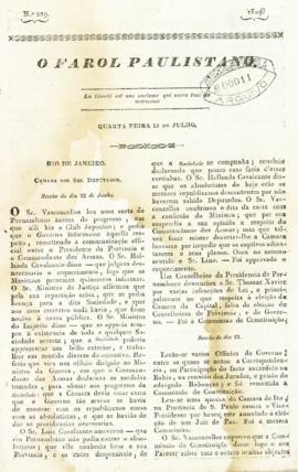 O Farol Paulistano [jornal], n. 229. São Paulo-SP, 15 jul. 1829.