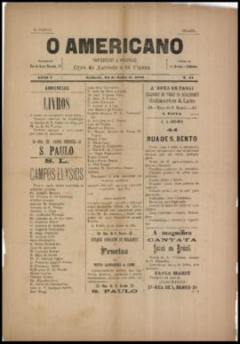 O Americano [jornal], a. 1, n. 12. São Paulo-SP, 30 jul. 1881.