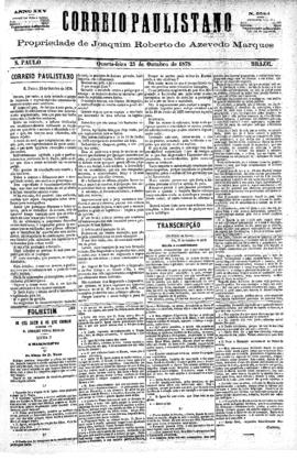 Correio paulistano [jornal], [s/n]. São Paulo-SP, 23 out. 1878.