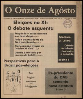 O Onze de Agosto [jornal], a. 91, n. 2. São Paulo-SP, out. 1994.