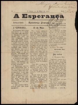 A Esperança [jornal], n. 1. São Paulo-SP, 13 mai. 1903.