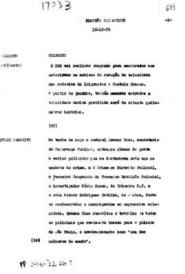 TV Tupi [emissora]. Plantão Permanente [programa]. Roteiro [televisivo], 16 dez. 1976.