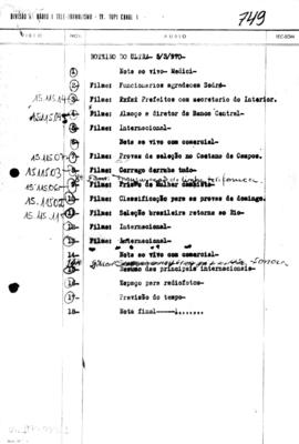 TV Tupi [emissora]. Ultra Notícias [programa]. Roteiro [televisivo], 05 mar. 1970.