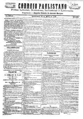 Correio paulistano [jornal], [s/n]. São Paulo-SP, 30 mar. 1876.