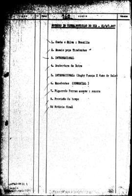TV Tupi [emissora]. Ultra Notícias [programa]. Roteiro [televisivo], 21 abr. 1967.