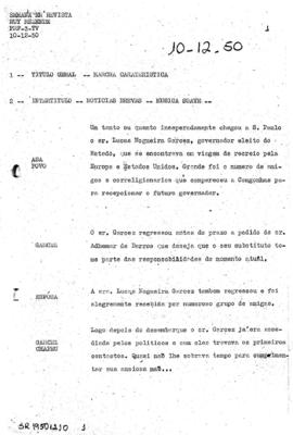 TV Tupi [emissora]. Semana em Revista [programa]. Roteiro [televisivo], 10 dez. 1950.