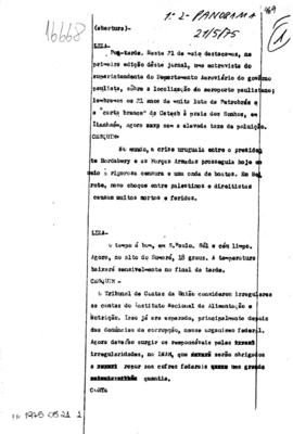 TV Tupi [emissora]. Jornal Panorama [programa]. Roteiro [televisivo], 21 mai. 1975.