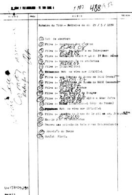 TV Tupi [emissora]. Ultra Notícias [programa]. Roteiro [televisivo], 29 mai. 1970.