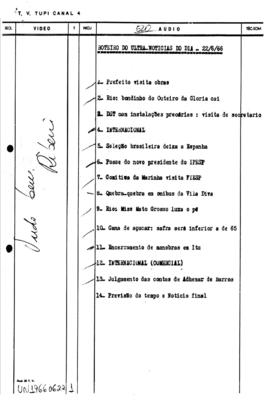 TV Tupi [emissora]. Ultra Notícias [programa]. Roteiro [televisivo], 22 jun. 1966.