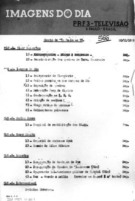 TV Tupi [emissora]. Diário de São Paulo na T.V. [programa]. Roteiro [televisivo], 20 nov. 1959.