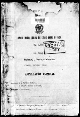 Processo... [apelação criminal], nª 1009/1927. [São Paulo-SP?], 1927. v. 50