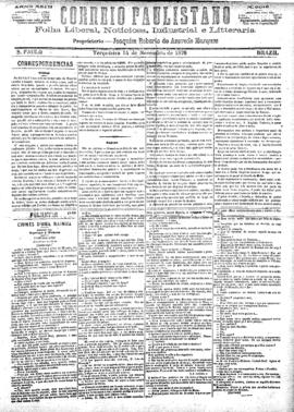 Correio paulistano [jornal], [s/n]. São Paulo-SP, 14 nov. 1876.