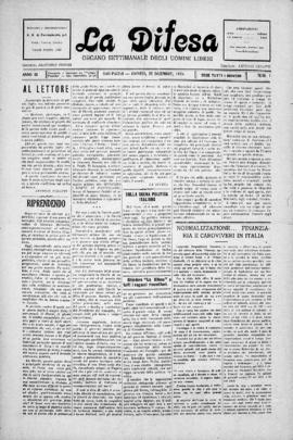 La Difesa [jornal], a. 3, n. 1. São Paulo-SP, 25 dez. 1924.