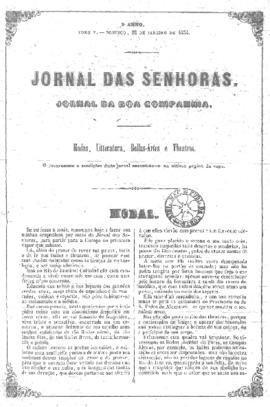 O Jornal das senhoras [jornal], a. 3, t. 5, [s/n]. Rio de Janeiro-RJ, 22 jan. 1854.