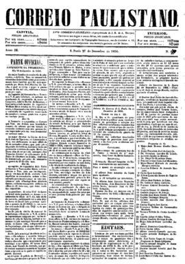 Correio paulistano [jornal], [s/n]. São Paulo-SP, 27 dez. 1856.
