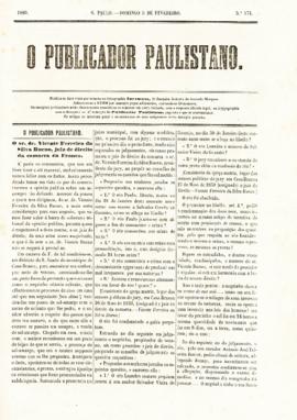 O Publicador paulistano [jornal], n. 174. São Paulo-SP, 05 fev. 1860.