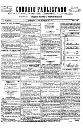 Correio paulistano [jornal], [s/n]. São Paulo-SP, 28 out. 1877.