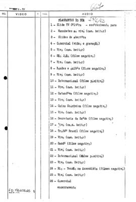 TV Tupi [emissora]. Flagrantes do Dia [programa]. Roteiro [televisivo], 25 jun. 1962.