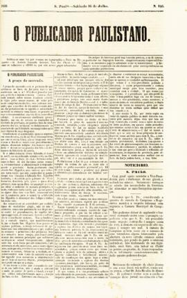 O Publicador paulistano [jornal], n. 146. São Paulo-SP, 16 jul. 1859.