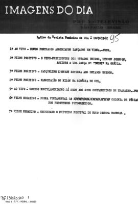 TV Tupi [emissora]. Revista Feminina [programa]. Roteiro [televisivo], 10 set. 1962.