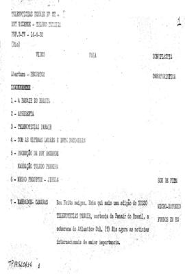 TV Tupi [emissora]. Telenotícias Panair [programa]. Roteiro [televisivo], 14 abr. 1952.