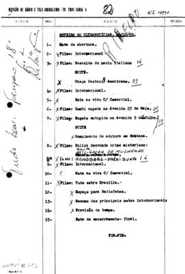 TV Tupi [emissora]. Ultra Notícias [programa]. Roteiro [televisivo], 29 out. 1969.