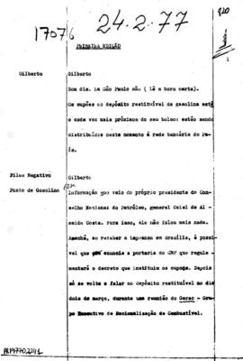 TV Tupi [emissora]. Primeira Edição [programa]. Roteiro [televisivo], 24 fev. 1977.